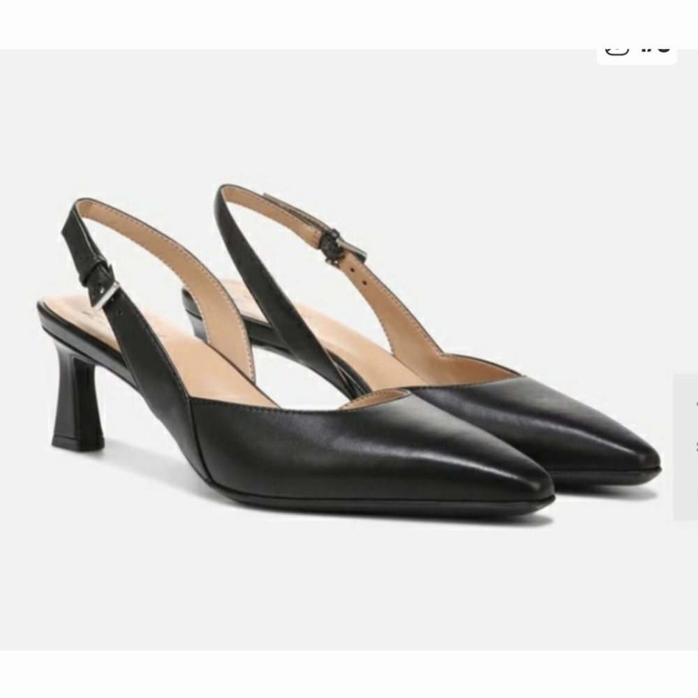 Naturalizer Black Pointed Toe Slingback Heels